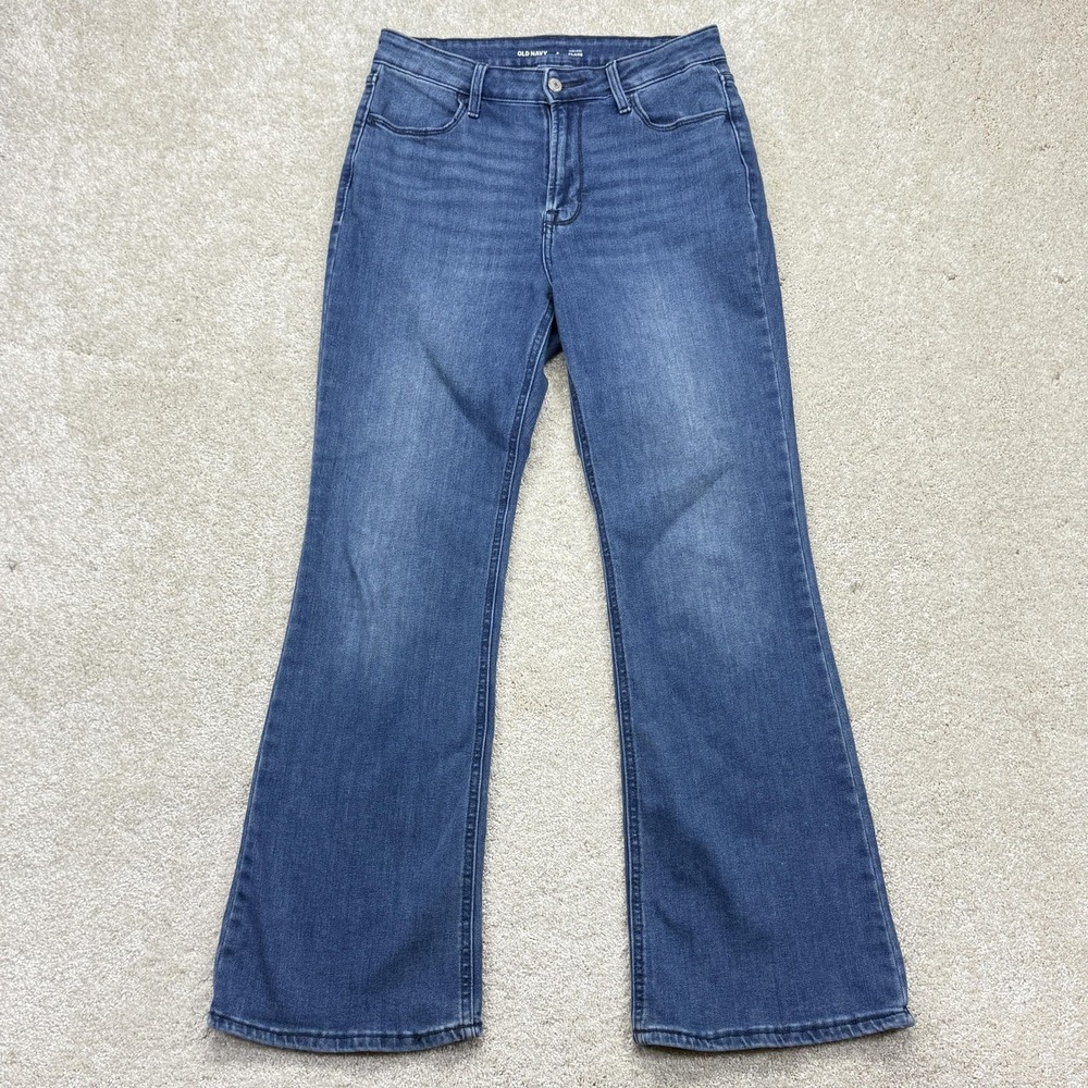 Old Navy High-Rise Flare Jeans Womens‎ 6 Blue Medium Wash Stretch Denim Classic